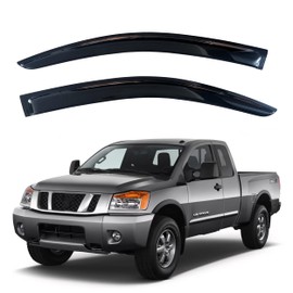 KPY Window Visor Compatible with 2004-2015 Nissan Titan King Cab, 2PC Rain Guard Side Window Vent Deflectors Tape-On Style, 2004 2005 2006 2007 2008 2009 2010 2011 2012 2013 2014 2015