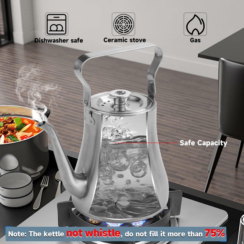 GURUDAR 68OZ/2000ML Stainless Steel Teapot with Removable Infuser for Loose