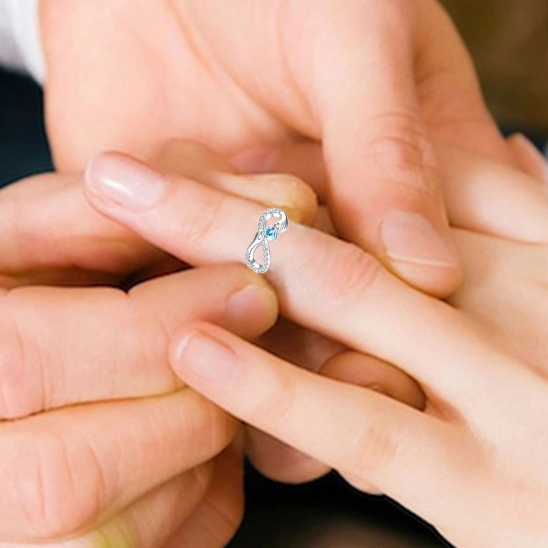 WIOY Sterling Silver Infinity Ring - Women Promise Rings for