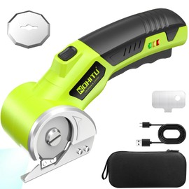 Nohitu Cordless Electric Scissors: 4V Rechargeable Rotary Cardboard Cutter, 3000mAh Battery, with LED Light, 2 Blades, Box Cutter for Fabric Carpet Carton Plastic Leather Cloth