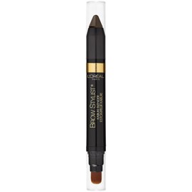 L'Oreal Paris Estilista de cejas Kabuki Licuadora Crayón para cejas, morena, 0.5 onzas