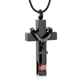 Cross Urn Necklace for Men Women Stainless Steel Memorial Cremation Jewelry for Ashes Urn Cremation Pendant for Human Ashes