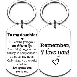 Rosa Vila To My Daughter Keychain, To My Daughter Gifts, I Love You Daughter Gifts from Mom and Dad, Christmas, Birthday Gifts for Daughter Adult, Special Daughter Present, Daughter Gifts from Mom