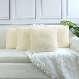 Sea Lion Velvet Pillow Case Sofa Waist Throw Pillow Cover Home Decorative 4-pack (Beige)