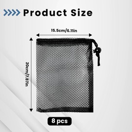 Gabrella 8 Pack Small Drawstring Pouch, Mini Mesh Drawstring Bag, Draw String Bags Small Size, Portable Nylon Storage Bag with Cord Lock Closure, Travel Stuff Bags