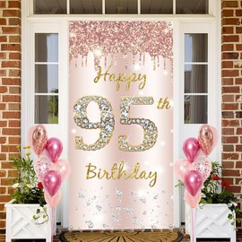 95. Geburtstag Deko Frauen, Happy 95th Birthday Door Banner Roségold, 95. Geburtstag Stoff Schild Plakat Türdekoration, 95. Geburtstag Hintergrund Banner Damen, Geburtstagsfeier Willkommensschild