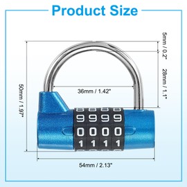 PATIKIL Combination Padlock, 4 Digit Gym Locker Lock Zinc Alloy Password Safety Padlock Keyless for Sports Locker Fence Toolbox Case Drawer, Blue