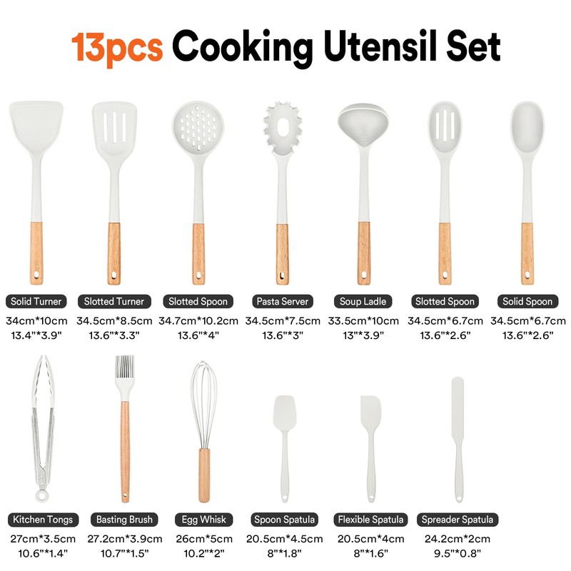 Kitchen Utensils Set, 13PCS Silicone Cooking Utensils, Heat Resistant Kitchen