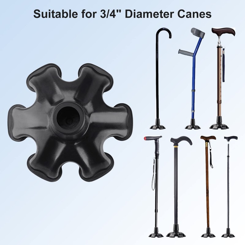 supregear Cane Tip with 6 Prong, Non-Slip 6 Support Rubber