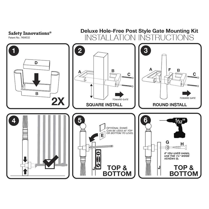 Safety Innovations No Hole Stairway Baby Gate Mounting Kit -