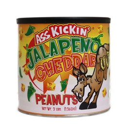Ass Kickin' Spicy Jalapeno Cheddar Flavored Peanuts, 3 Pound Can - Premium Funny Gourmet Gift for Cheese Lovers!
