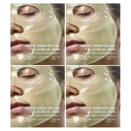 Nacific Green Tea Cica Collagen Gel Beauty Mask, 4 Sheets, 1.23 oz (35 g) Each