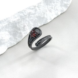 Fuguangju Skull Spoon Rings for Women 925 Sterling Silver Skeleton Hands with Heart Ring Gothic Ring Gothic Jewelry Gifts for Women, Sterling Silver, No Gemstone