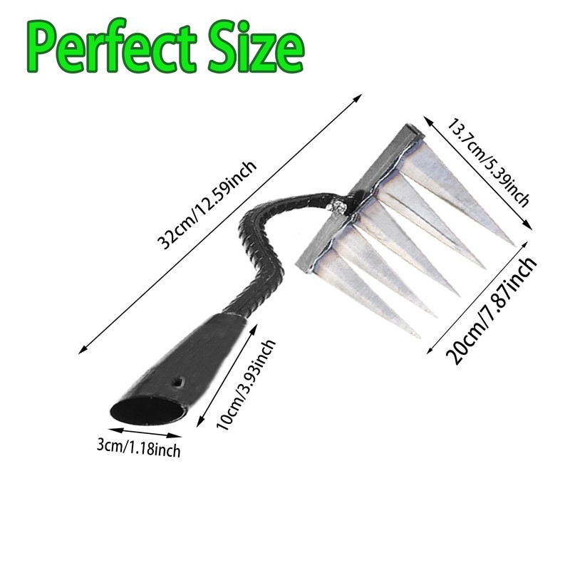 2Pcs Iron Rake for Weeding, Garden Metal Rake Heavy Duty