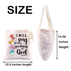 JXGZSO Psalm 89 Gifts Tote Bag I Will Sing Of The Goodness Of God Shoulder Bag Bible Verse Tote Bag Christian Shopping Bags (WILL sing Tote)