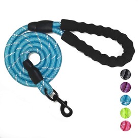 VLDCO 10 FT Strong Dog Leash Extra Heavy Duty Rock Climbing Rope Comfortable Padded Handle Highly Reflective Threads for Small Medium Large Dogs, 1/2 inch Diameter (Blue)
