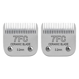 Detachable Pet Dog Clipper Blades, Compatible with Size-7FC Cut Length 1/8"(3.2mm), Most Oster A5, KM Series Clippers,Made of Ceramic Blade & Stainless Steel Blade 2Pack