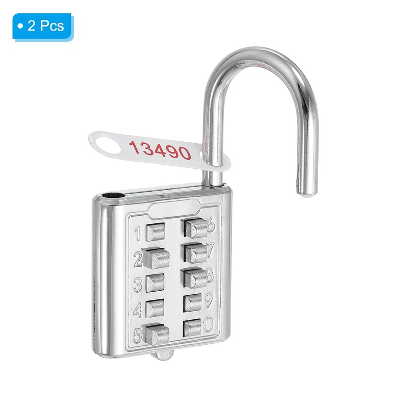 PATIKIL 10 Digit Button Combination Padlock, 2 Pack 5 Position