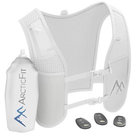 White ArcticFit LED Running Vest - Adjustable Unisex Reflective Vest with Phone Holder and Storage - Lightweight and Durable Running Backpack Alternative - Hydration Vest (White, One Size)