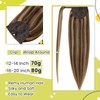 RUNATURE Human Hair Ponytail Extension Dark Brown Highlight Honey Blonde