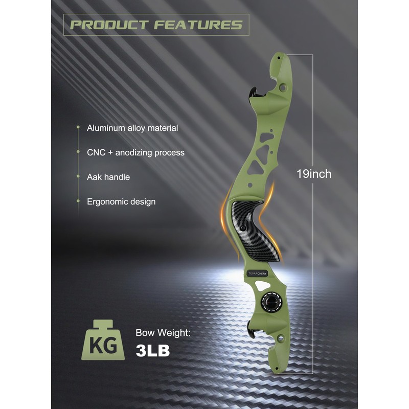 TOPARCHERY 19 Inch ILF Bow Riser Aluminum Alloy Takedown Recurve