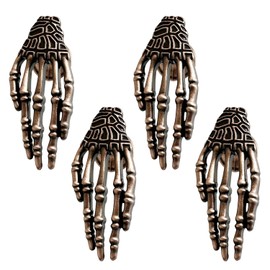 FL-WITHYOU 4PCS Skeleton Claw Cabinets Knobs,Zinc Alloy Cabinet Handle with Screws,for Kitchen Bedroom Furniture (Ancient red Copper)