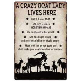 SUPERDANT Goats Metal Tin Sign Crazy Goat Metal Tin Sign Funny Signs and Plaque Goat Mom Signs Goat Metal Wall Arts for Home Living Room Garden Girl's Room Wall Arts Decoration