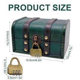 Fahibin Kids Pirate Treasure Chest,Wooden Treasure Chest with Lock,Vintage Wood Treasure Chest,Treasure Chest Wood Small,16cm*12cm*9.5cm,for Treasure, Jewellery, Gift