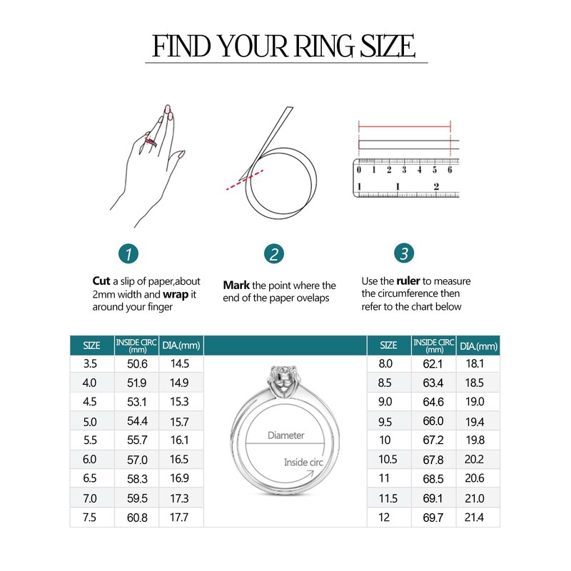 IMOLOVE Moissanite Engagement Ring for Women, Moissanite Wedding band for