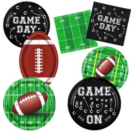 Gupesxu 127Pcs Football Party Supplies - Football Party Plates and Napkins Football Shaped Party Tableware Decorations for Sports Game Day Birthday Decoration