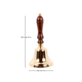 Polished Brass Large & Heavy Solid Brass Loud Hand Call Bell for Weddings, Christmas, School 8"