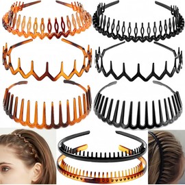 MXZJ-HYLL 8 PCS Plastic Headbands with Teeth Combs for Women & Men - Non-Slip Makeup & Shower Headbands, Unisex Hairbands for Female/Male/Teens, Washable Grip Hair Holder (8-Pack)