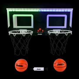 Franklin Sports 2 Player Mini Basketball Hoop - Indoor Double Shootout Hoop Set With Ball for Bedroom and Office, Blue/Green