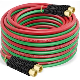 RX WELD Oxygen Acetylene Hose 1/4-Inch × 50 Feet with 9/16"-18 B fittings,Torch Hose,Grade R (50 Feet)