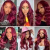 QNQZ 30 Inch Burgundy Lace Front Wigs Human Hair 13x4
