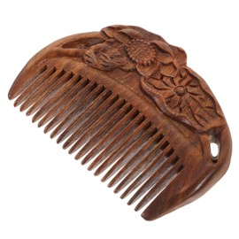 SAFIGLE Lotus Sandalwood Carved Comb for Women – Anti-Static Massage Scalp Comb Random Color Hair Care Tool