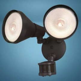 Patriot Lighting 10" Dualux Bronze Dual Head Motion Sensor Halogen Outdoor Security Flood Light