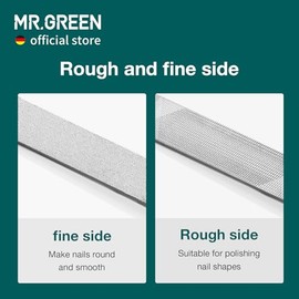 MR.GREEN- Limas de uñas de doble cara de acero inoxidable para manicura y pedicura, cuidado profesional para uñas de los dedos de los pies