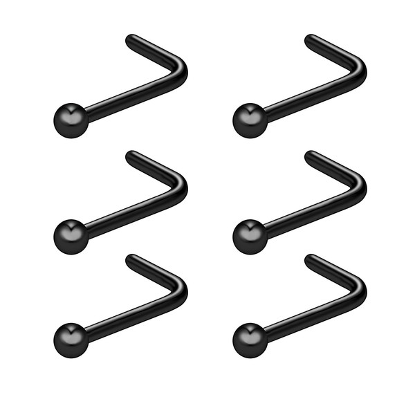 Decentraland 6 PCS Black 3.0 mm Titanium Nose Studs/Surgical Steel