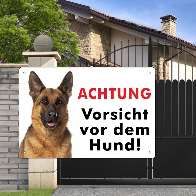 Pubblimania German Shepherd Warning Beware of the Dog! Aluminium Composite