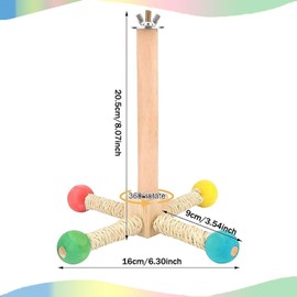 YQkangzhu Bird Stand Perch Toy, Wood Interactive Spinning Parakeet Toys, Exercise Wheel Parrot Perch Toys, Enrichment Cockatiel Toy, Bird 360 Degree Rotating Perch