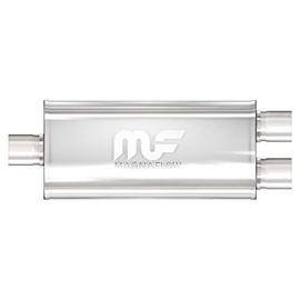 MagnaFlow 5in x 8in Oval Center/Dual Straight-Through Performance Muffler Exhaust Satin Finish 12298