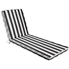 Iheqard Chaise Lounge Cushions Outdoor, 71"x22"x3" Patio Lounge Chair Furniture Cushions with Washable Covers for Pool, Patio, Lawn (Black+White Stripes, 1 Pcs)