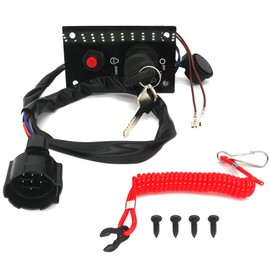 QuickMarine 37100 96J24 Marine Single Engine Key Switch Panel Assembly for Suzuki 4 Stroke 25-250 HP Outboard Boat Motors Replaces 37100-96J24 37100-96J27