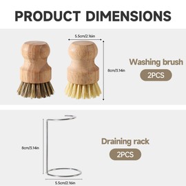 2Sets Bamboo Palm Brush with 2 Drain Racks