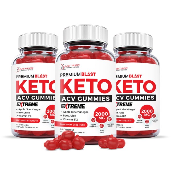(3 Pack) Premium Blast Keto ACV Gummies Extreme Formula 2000MG with Pomegranate Juice Beet Root B12 180 Gummys