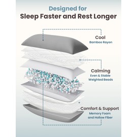 ZonLi Weighted Body Pillow (48" x 14") 8.5lbs,Quilted Glass Beads Body Pillows for Adults Weighted Pillow for Deep Sleepers,Full Body Pillow for Side Sleepers,Memory Foam Pillow with Removable Cover