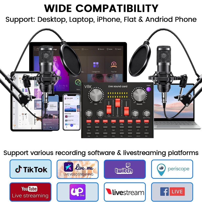 Podcast Equipment Bundle for 2, Audio Interface with Cardioid Designer