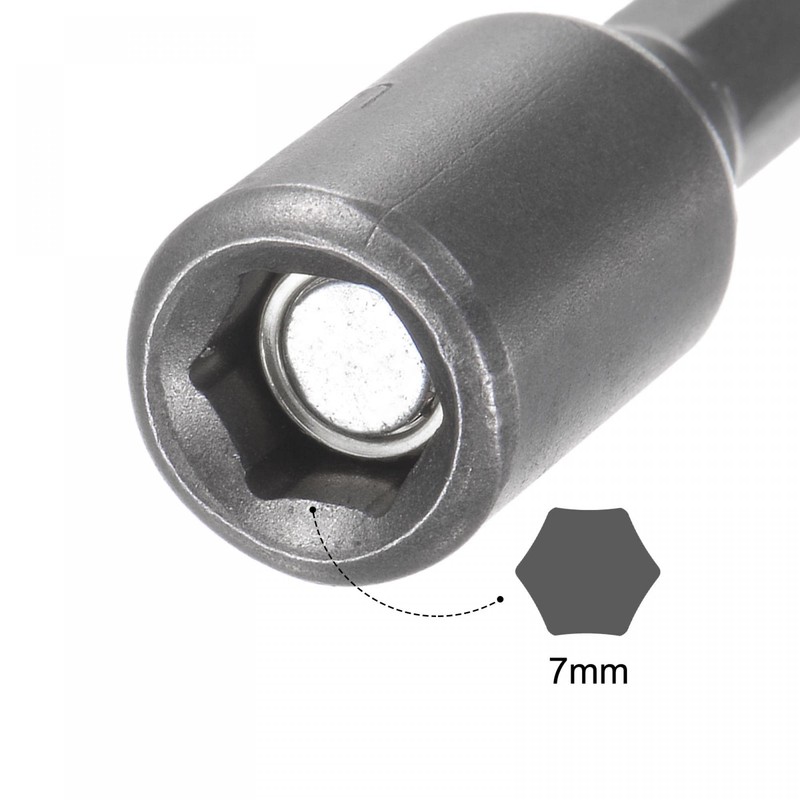 uxcell Quick-Change Nut Driver Bit, 1/4" Hex Shank 7mm Magnetic
