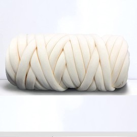 Giant Arm Knitting Chunky Yarn for Braided Knot Throw Blanket, Jumbo Chunky Ya rn Twist Tubular Yarn Soft Extra Thick Yar n, Fluffy Bulky Weave Craft Crochet (Milk White 1.1 lb)